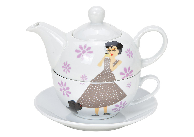 Tea for One Set - Teekanne - Design "Frau mit Teetasse"