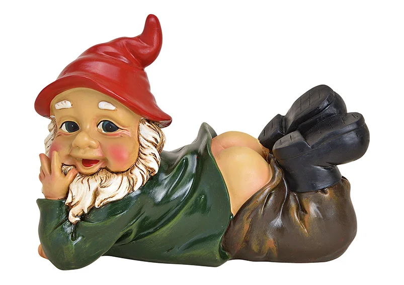 Gartenzwerg "liegend" aus Polyresin  (B/H/T) 25x17x13cm
