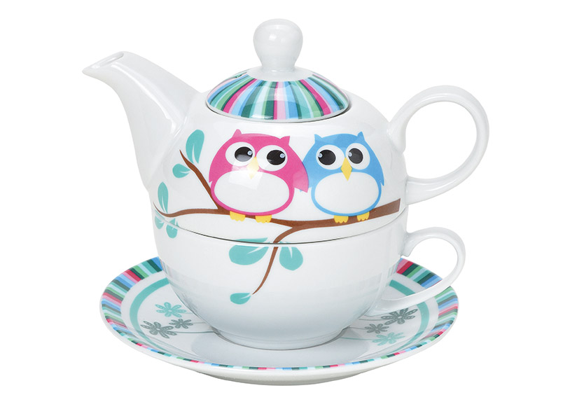 Tea for One Set - Teekanne - mit Eulen Design