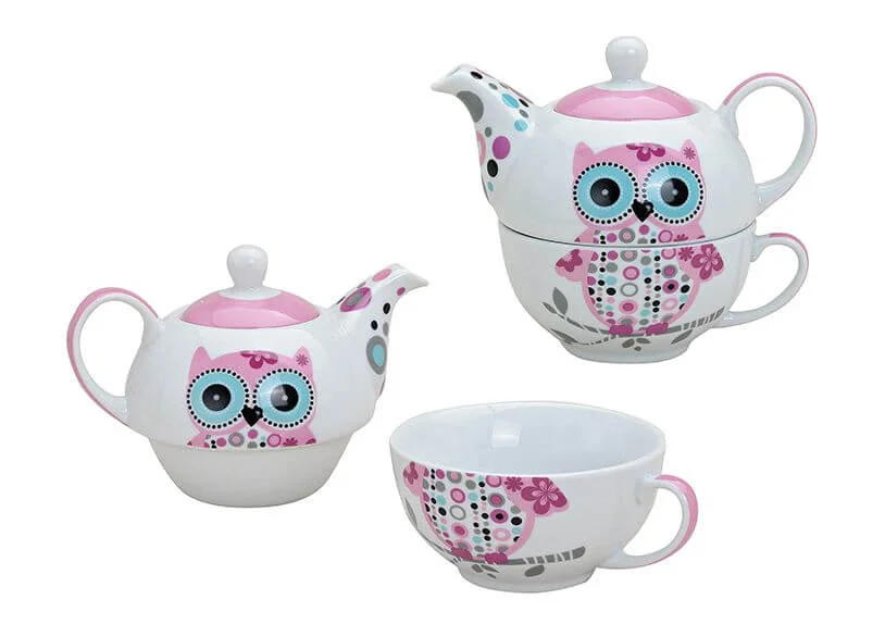 Tea for One Set "klein" - Teekanne - mit Eulen Design