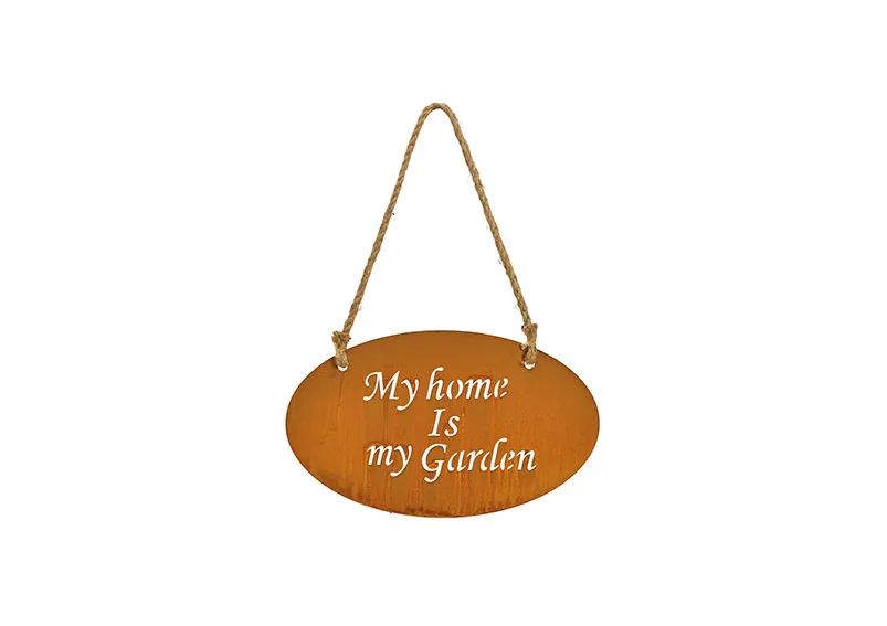 Schild / Hänger "My home is my Garden" aus Metall (B/H) 30x18cm