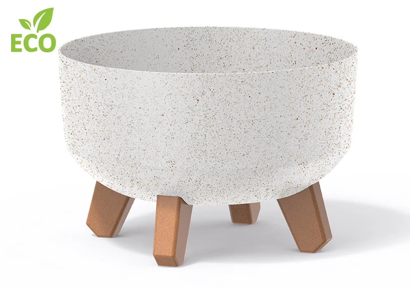 Blumentopf ECO aus Kunststoff in Weiß auf Füßen - Ø 24cm x H 16cm