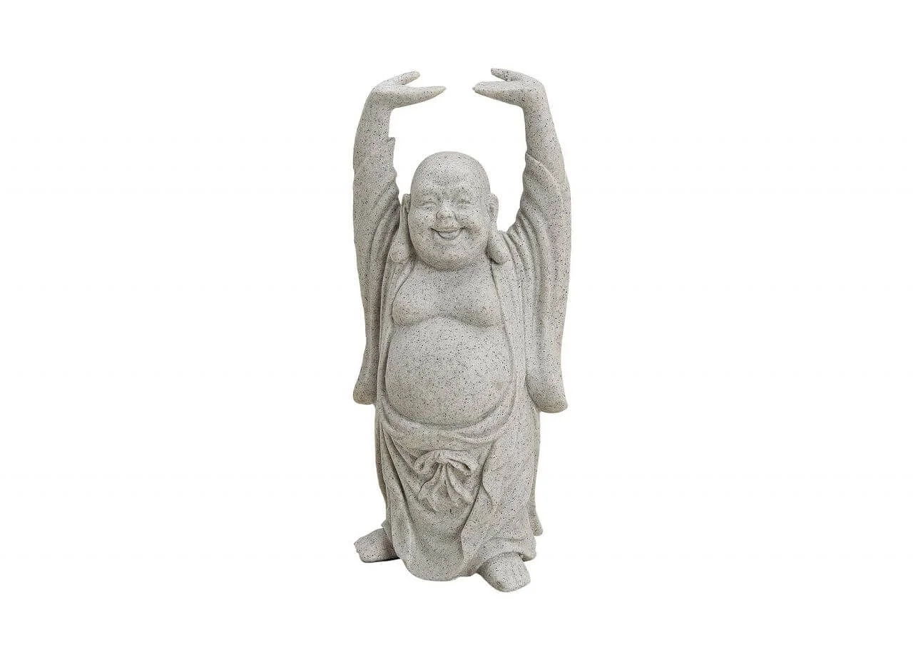 Buddha stehend in grau aus Polyresin mit 16 cm Höhe
