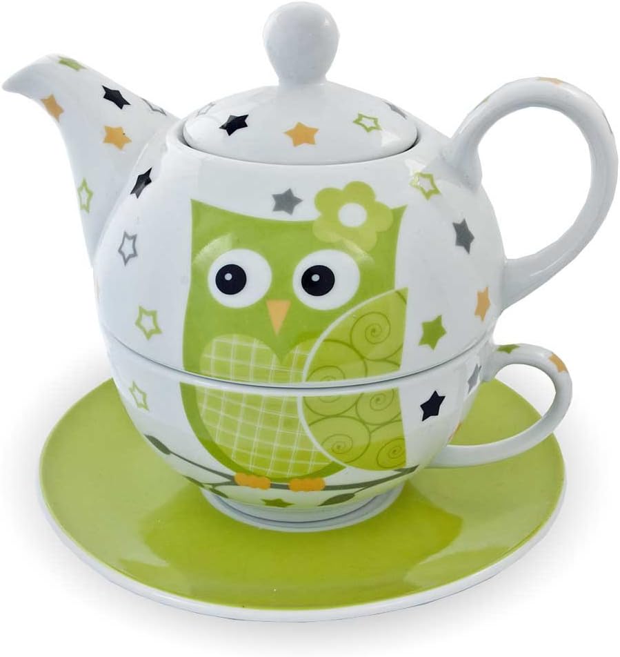 Tea for One Set - Teekanne - mit grüner Eule