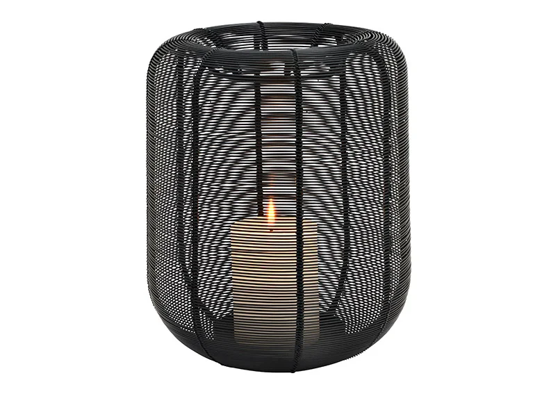Windlicht aus Metall in Schwarz - Durchmesser 20 cm