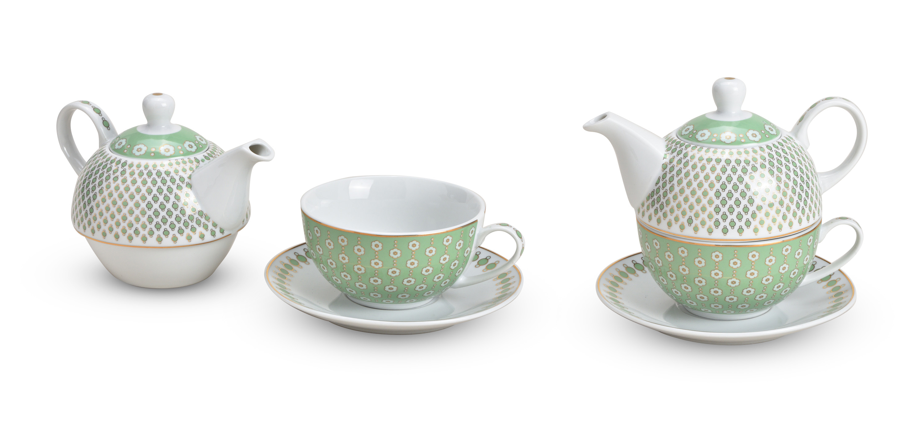 Tea for One Set - Teekanne - mit Retro Design in Grün