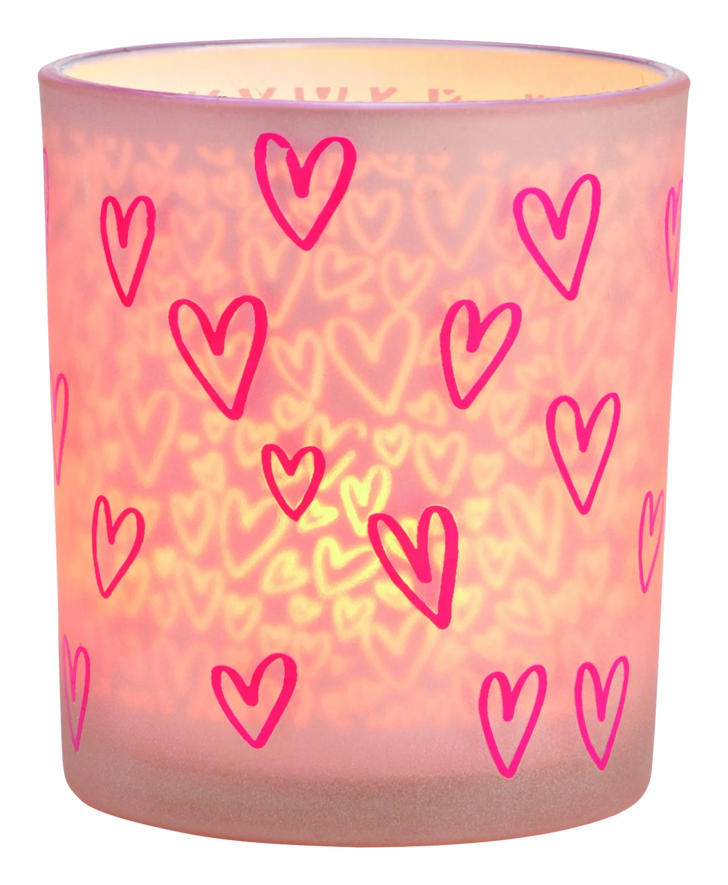 Windlicht "Love" mit Herz Dekor aus Glas