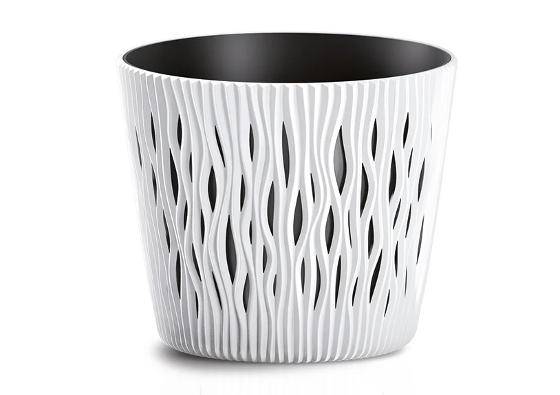 Blumentopf "Wave" aus Kunststoff in Weiß - Ø 13cm x H 11cm