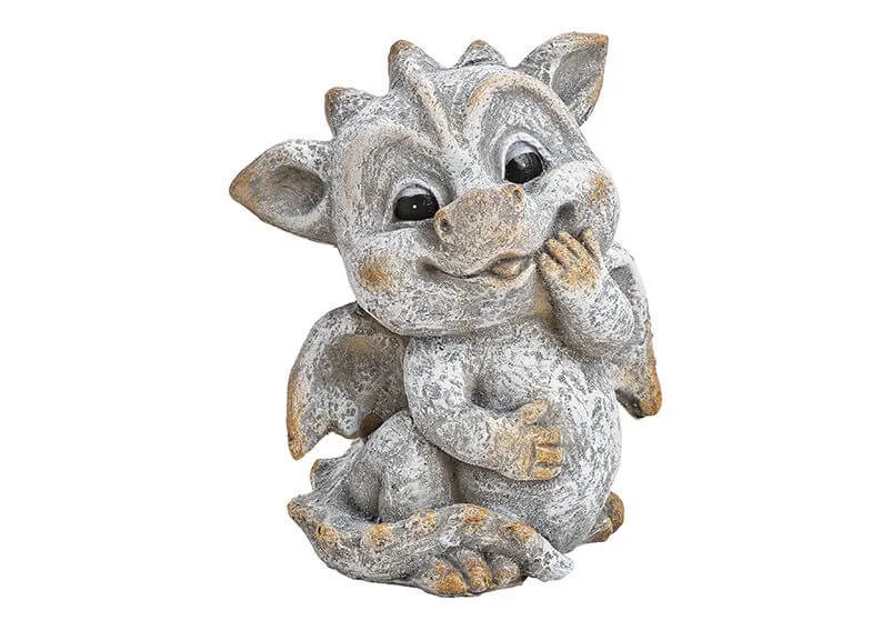 Drache stehend in Steinoptik aus Polyresin in Grau (B/H/T) 12x17x9cm