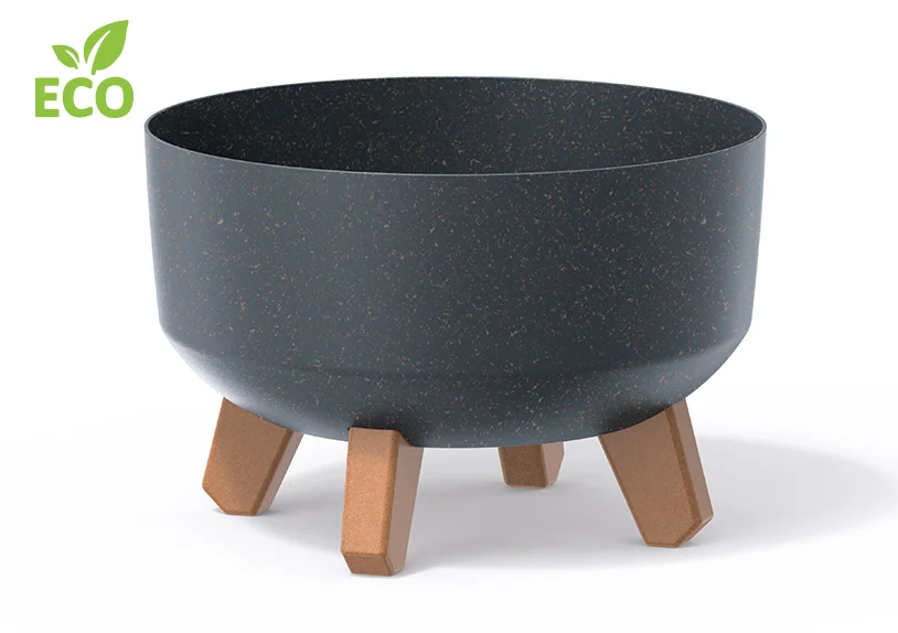 Blumentopf ECO aus Kunststoff in Anthrazit auf Füßen - Ø 24cm x H 16cm