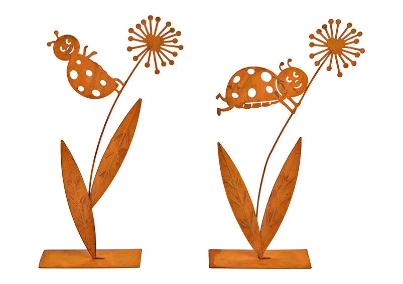 Aufsteller "Pusteblume mit Marienkäfer" aus Metall - 2er-Set - (B/H) 15x23